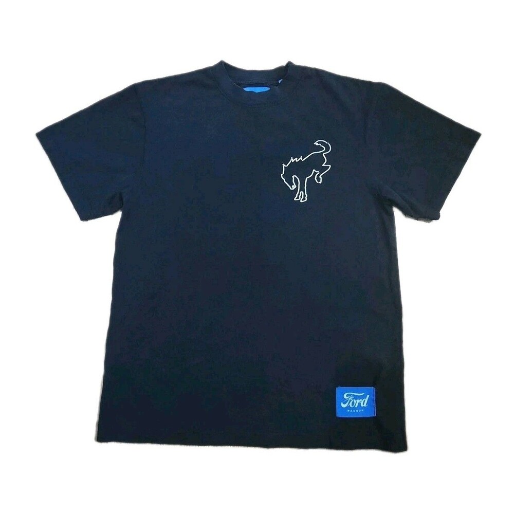 Ford x PacSun Men Black Bronco Graphic T-Shirt Short Sleeve Embroidered Logo S
